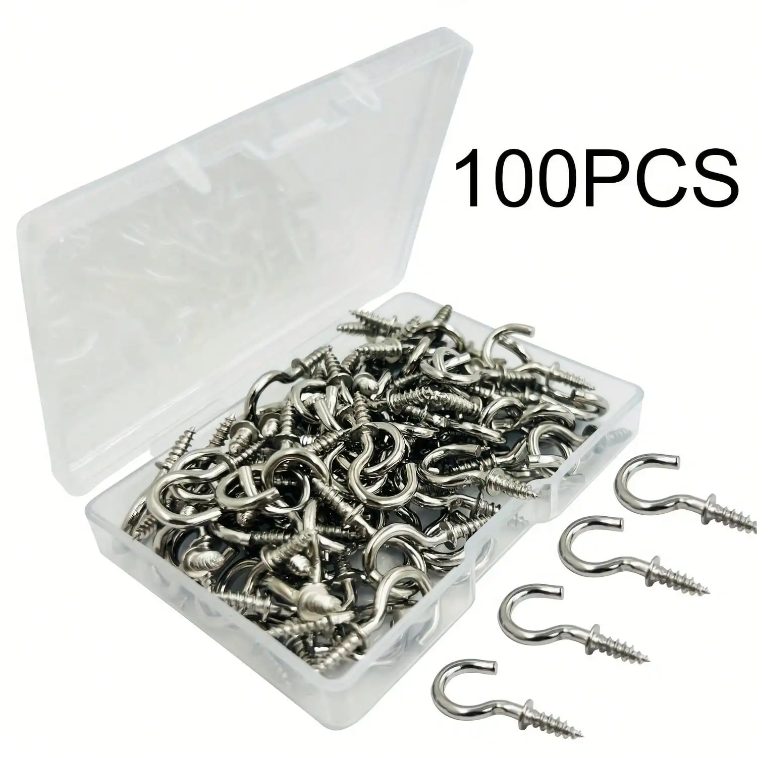 100pcs 1/2 Inch Small Screw Hook, Mini Metal Twist Hook Metal Cup Hook Screw Hooks Heavy Duty Screws Wood Wall Ceiling Hooks