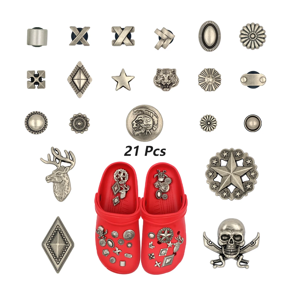 1 Set Silvery Little Tiger Adornos Halloween Shoe Accessories Charm DIY Deer Pines Pins Metal Hole ジビッツ クロックス Sandals Ornament