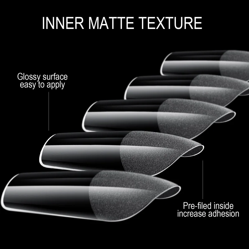 48 Teile/paket Falsche Nagelspitzen Weiches Gel Halbmatte Französische Vollständige Abdeckung Drücken Sie Auf Nägel Mandel Sarg Ultradünne Nahtlose Künstliche Nägel