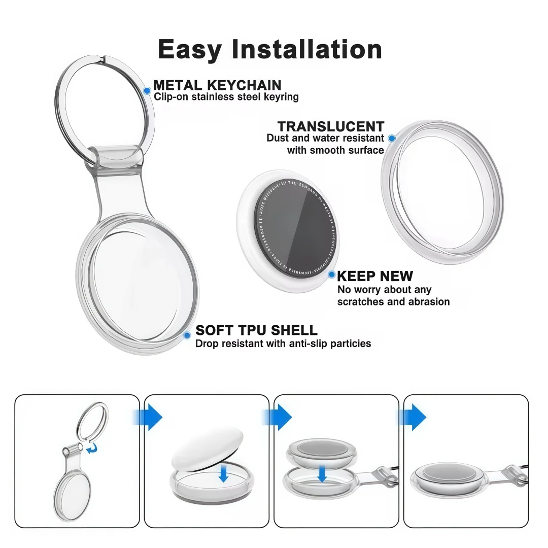 GITFOS Airtag Holder for Apple AirTag Waterproof Dustproof Anti-Collision Airtag Cover Soft TPU Material for Kids Bags Keys Pets