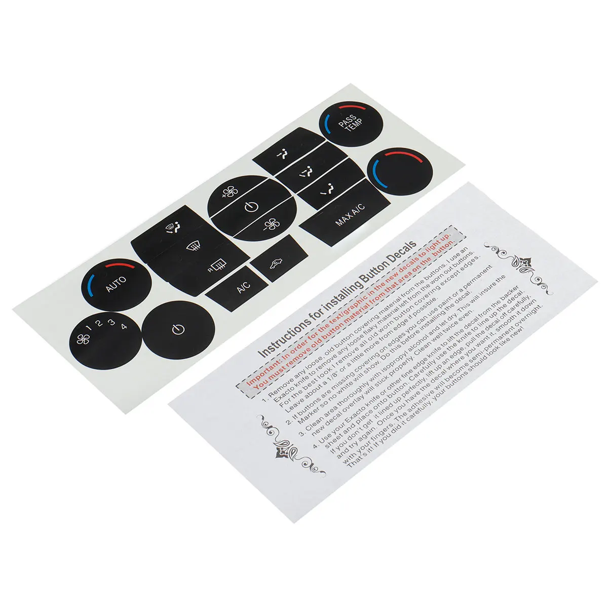 Car Button Repair Sticker A/C Button Repair Sticker Black Decals Stickers For Ford Escape Fusion