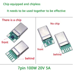 7pin USB 3.1 TYPE-C Male Plug Connector Soldering Data line parts For Notebook PD 100W 20V 5A current high power Charge Cable