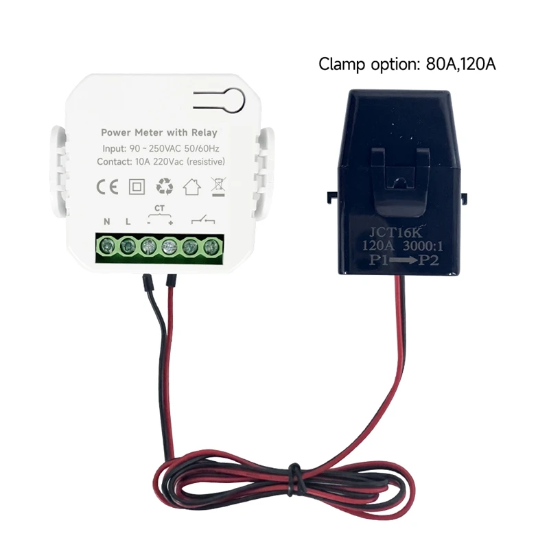 Tuya Smart Wifi Energy Meter With Open Circuit &Current Transformer Clamp Kwh Power Monitor For Google, Alexa(120A) Durable