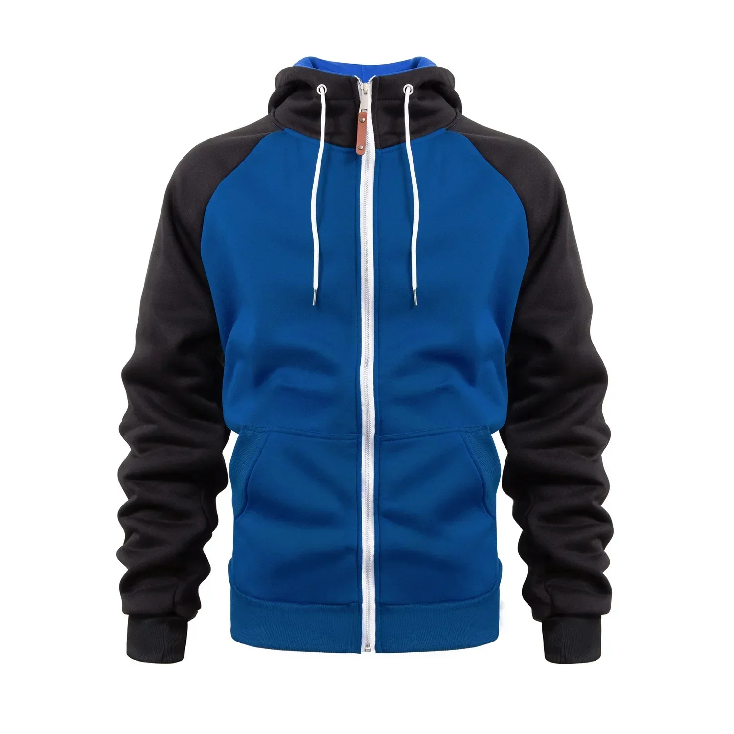 Men's Hoodies Long Sleeve Sweatshirts for Men Zipper Hooded Pullover High Neck Mens Sweatshirt Top Jacket Coat Black Sweater