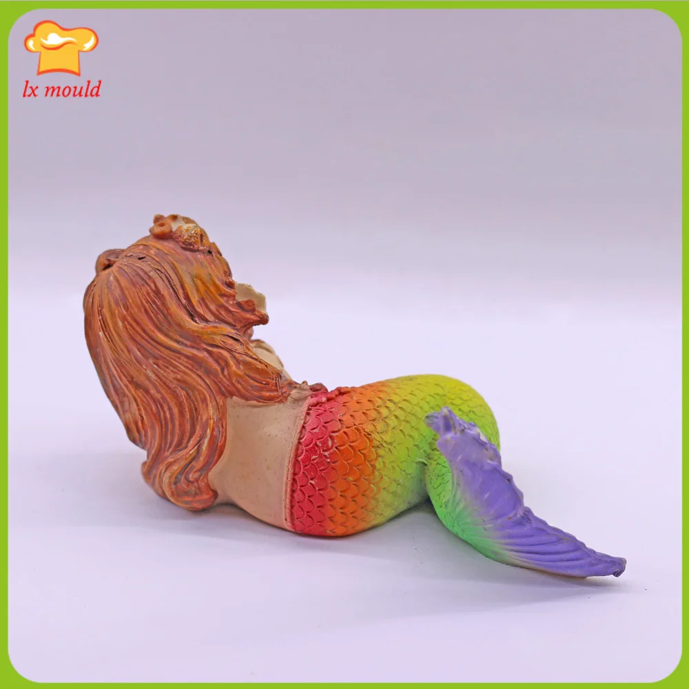 3D Mermaid & Marine Life Silicone Mold Candle Soap Melts Girl Mermaid Birthday Cake Decorating Chocolate Baking Mould