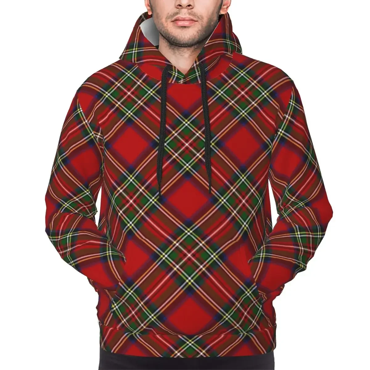 Royal Stewart Tartan Cross Plaid Hoodies Harajuku Pullover Autumn Winter Men's Women's Sweatshirts Long Sleeve Tops