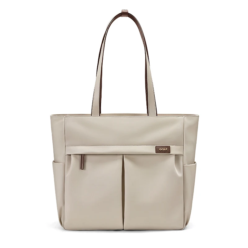 Bolsa tote de trabalho feminina de golfe com bolsos para compartimento de laptop elegante bolsa tote com zíper cáqui bolsa de ombro feminina tendência funcional 2024