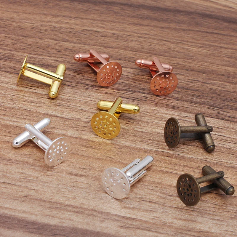 10pcs/lot 12mm Cabochon Base Cufflink Blank Settings Brass Blanks Bezel Base For Cameo DIY French Style Cufflink Jewelry Marking