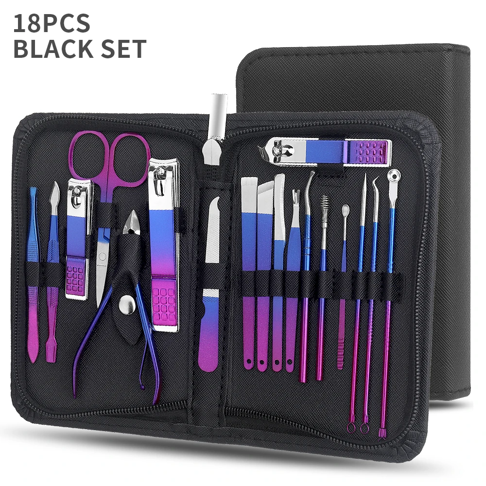 9/18 pcs Gradient Color Nail Clippers Manicure and Pedicure Tool Set - Includes Cuticle Nippers and Cutter Kit - Portable Groom