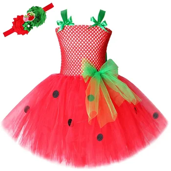 Robe Tutu pour petites filles, robes de princesse aux fraises pour enfants, Costume d'anniversaire, pastèque, Halloween, noël, pour tout-petits