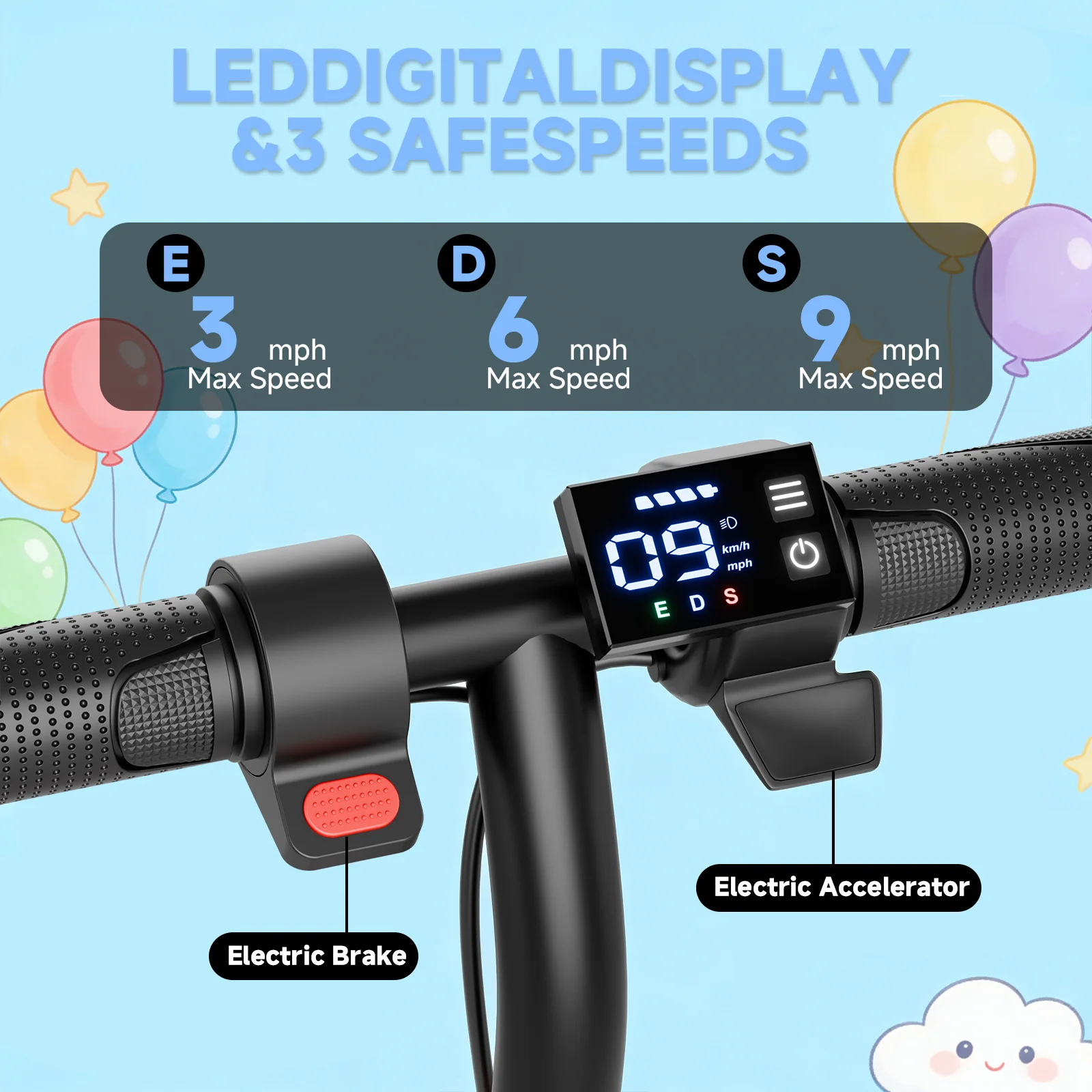 JUICEASE LPb5 Elektroroller für Kinder ab 6 Jahren, 16 km/h Höchstgeschwindigkeit, 18 km Reichweite, 3 Geschwindigkeitsmodi, Geschenk für Kinder, faltbarer Kinder-E-Scooter – Detail 15