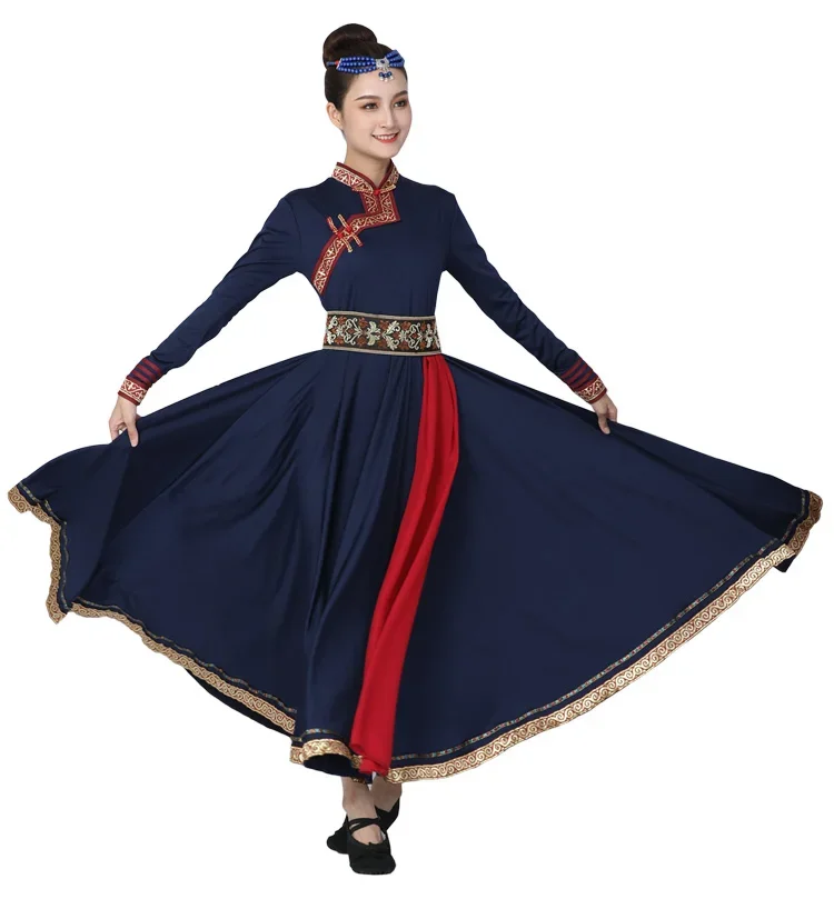 Robe de performance de danse mongole, robe de performance de danse nationale, pratique de la danse, longue pratique, grande jupe balançoire, 600