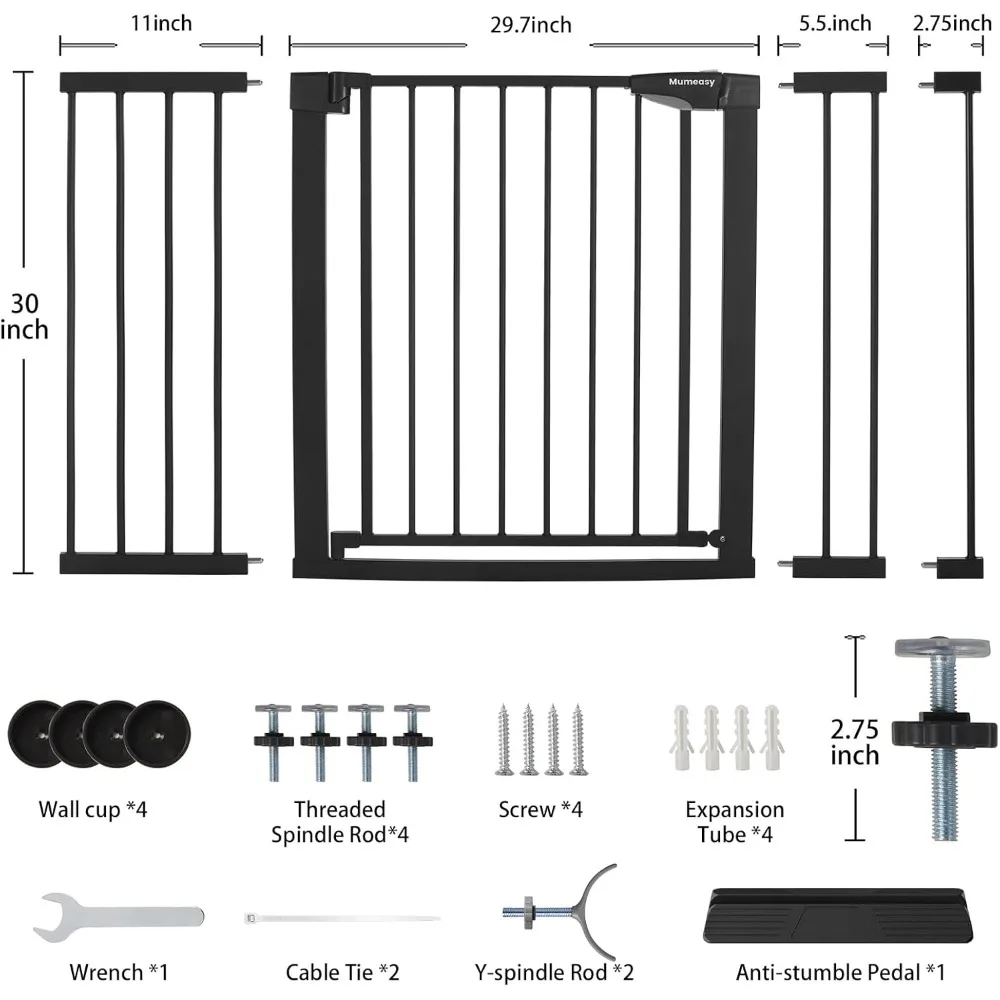 Mumeasy 29.7-51 in Extra Wide Safety Gate for Stairs & Doorways, Baby & Dog Pet Gate