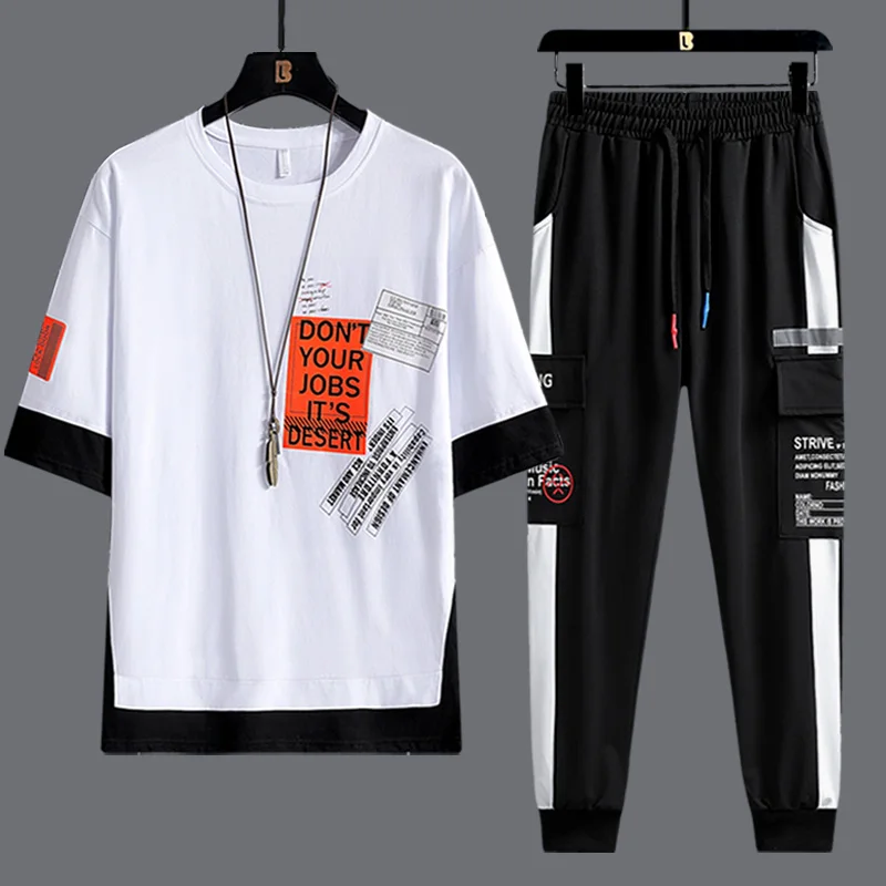 2023 new sport t shirt suits tees mens pants 2 piece matching sets outfit clothes for men t-shirts tracksuit sweatshirts 0063