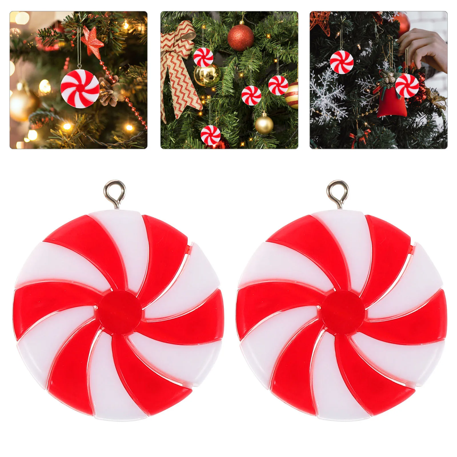 

50 Pcs Christmas Candy Decorations Tree Hanging Adorns The Red Plastic Ornaments
