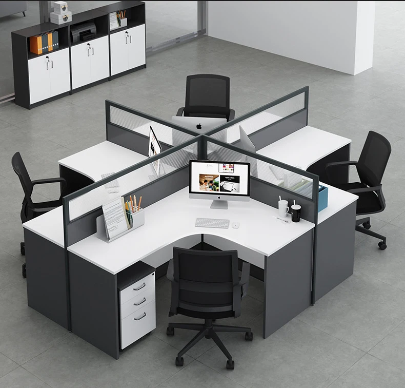 Modern Modular White Office Furniture Desk Work Station 2 4 6 8 Person Seater Office Workstation Desk Table for Staff
