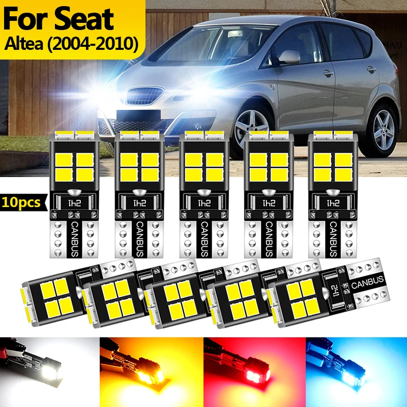 10PCS 12v For Seat Altea 2004 2005 2006 2007 2008-2010 LED Clearance Light Parking Bulb Lamp W5W T10 194 Canbus car accessories