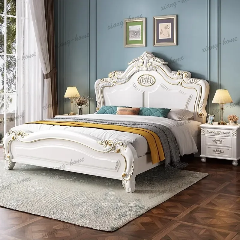 FG Couples Wardrobe Double Bed Bedrooms Decoration Storage Headboards Single Double Bed Loft Queen Camas De Dormitorio Furniture