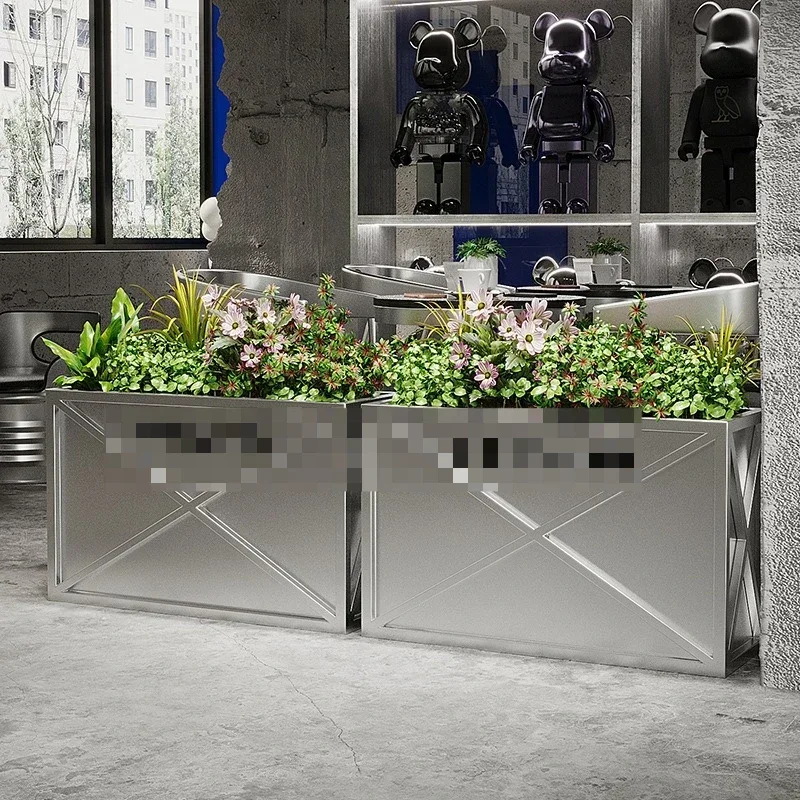 Outdoor commercial street sales department partition wrought iron flower box rectangular flower pot flower rack