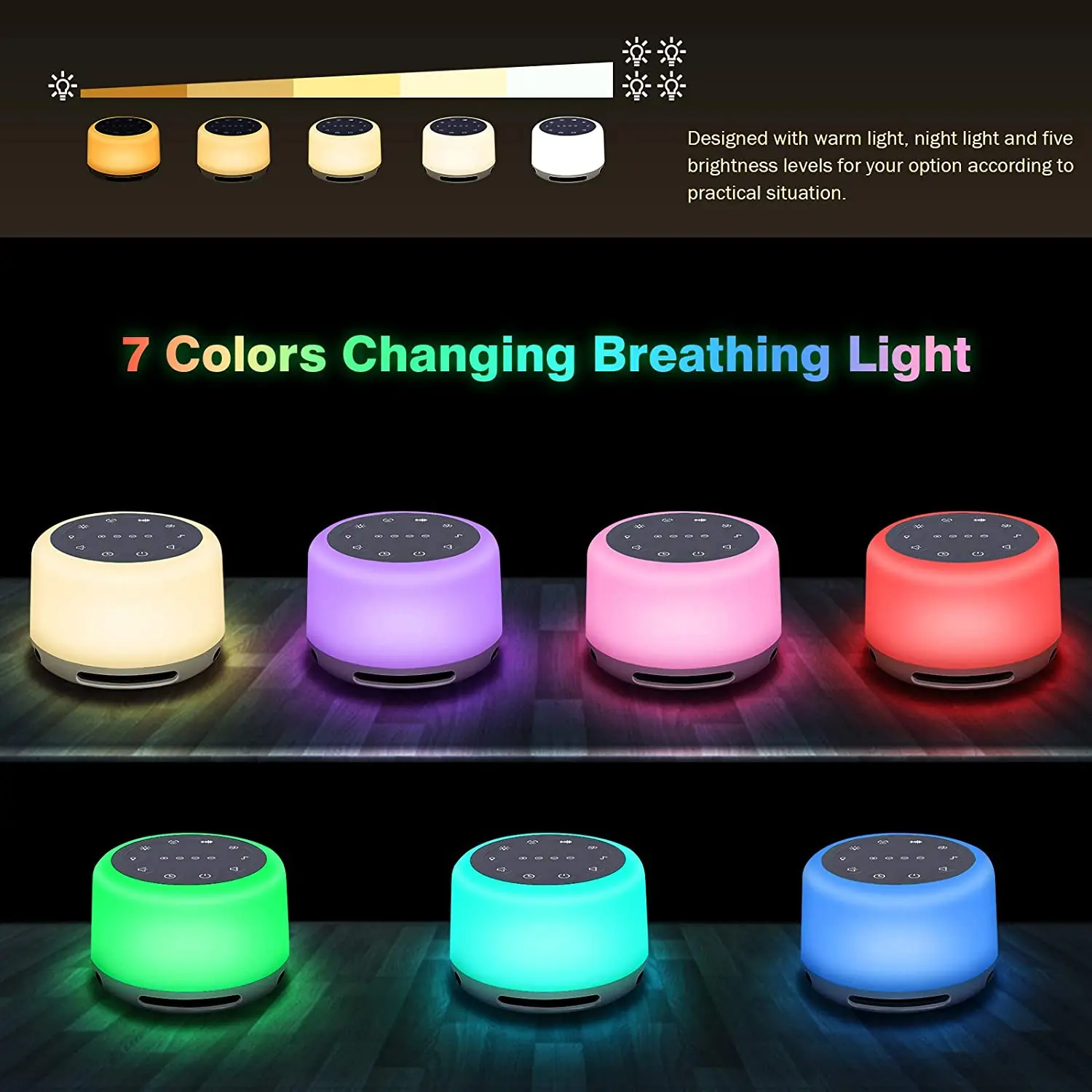 Hot Sale Physical Therapy Equipments Portable Sleep Fan Sound Machine White Noise Machine with RGB Night Light For Baby