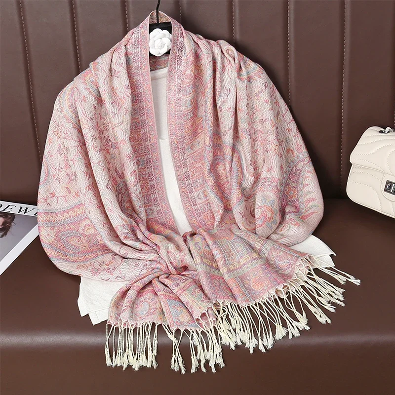 Châle Imprimé Tendance Chaud Doux Cardigan écharpe Double Face Châle épais Femme écharpe Coton Léger, Noir , Taille Unique