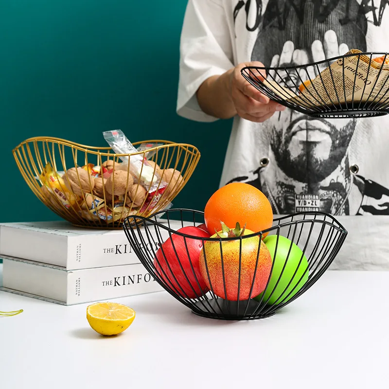 

Nordic Fruit Basket - Wrought Iron Snack Bowl, Modern Coffee Table Decor, Living Room Organizer, Unique Gift for Home