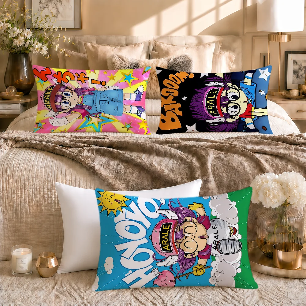 Kawaii Moe Girl A-Arale N-Norimaki Cushion Cover Soft Rectangle Home Sofa Living Room Decor Dorm Bedside Hogar Pillowcase Gift