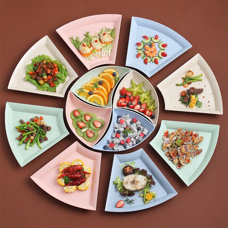 Creative Platter Tableware Plate Set Reunion Combination Fruit Plate Dinnerware Tray Household Cutlery Set Fan Shaped Tableware