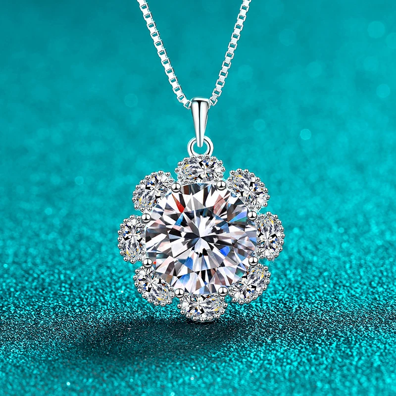 

Ourfuno Роскошное ожерелье из муассанита 10 карат для женщин, элегантное ожерелье из стерлингового серебра 925 пробы с подвеской в виде подсолнуха, ювелирные изделия, подарок для девочек