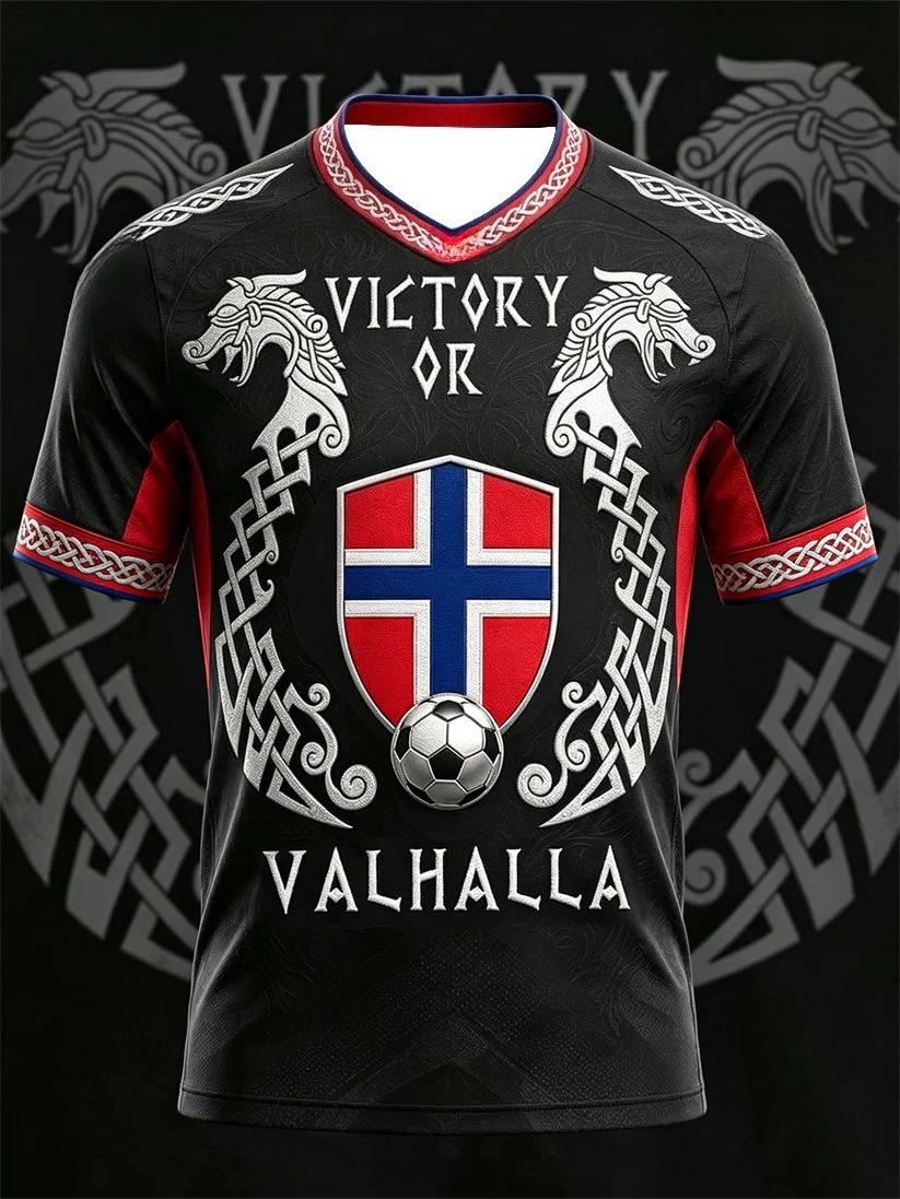 2026 Trendy Summer Men's Norwegian Football Training Shirt T-Shirt - 3D Print, Comfortable and Breathable, Family Couple Style