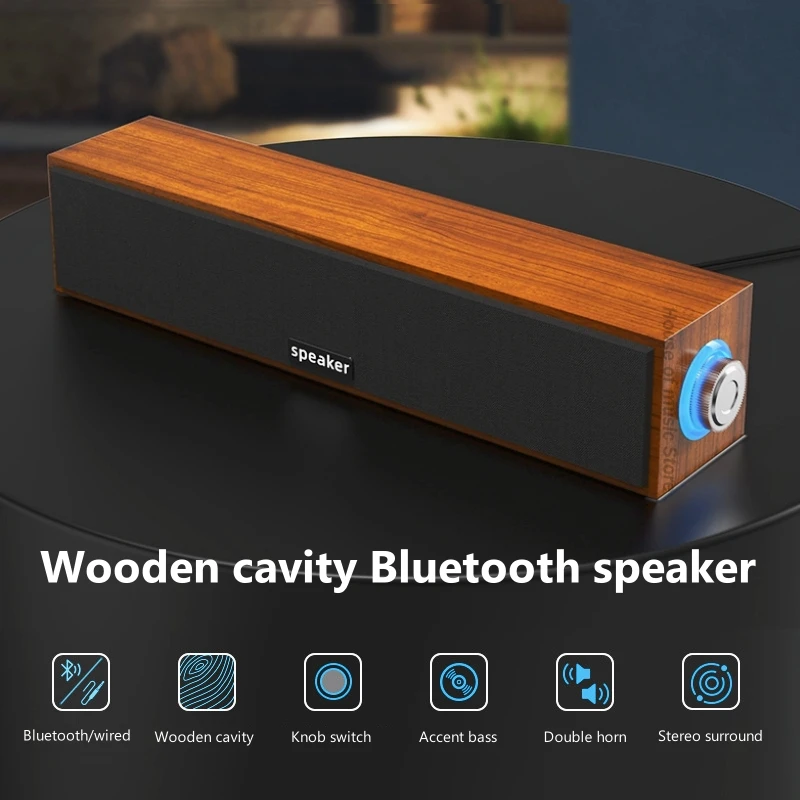 

Newretro Wooden Sound Bar High Volume Home Theater Bluetooth Stereo Surround Sound High-power Speakers USB Overweight Subwoofer