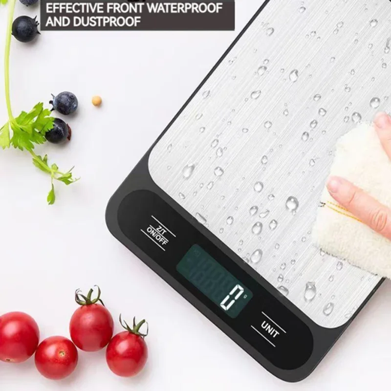 1pc Black Food Scale 10 Kilograms Digital Kitchen Scale Grams and Ounces 1g Precise Scale Easy to Clean Stainless Steel