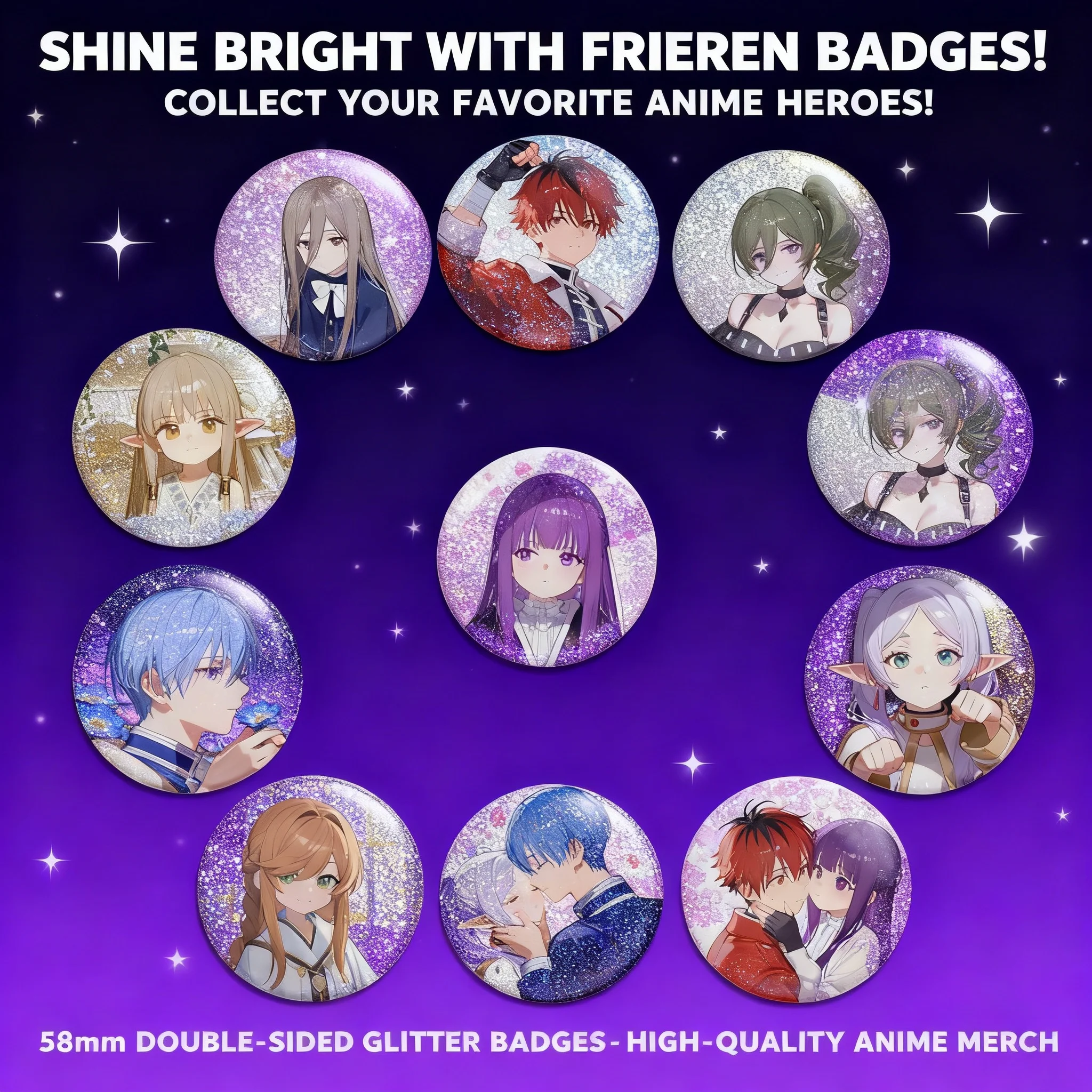 

Аниме-значок Frieren: За пределами путешествия (Химмел) с двойным блеском, жестяной, для сумки, аниме-подвеска