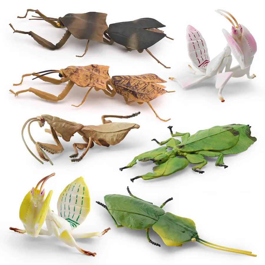 Realistic Orchid Mantis Dead Leaf Mantis Giant Leaf Insect Grasshopper Model Figure Educational Toy Home Decor Collection Gift