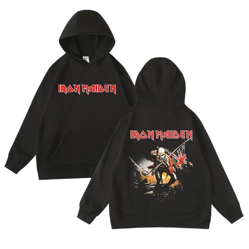 European and American metal rock band IronMaiden wearing hooded sweatshirts and autumn/winter maternity clothes