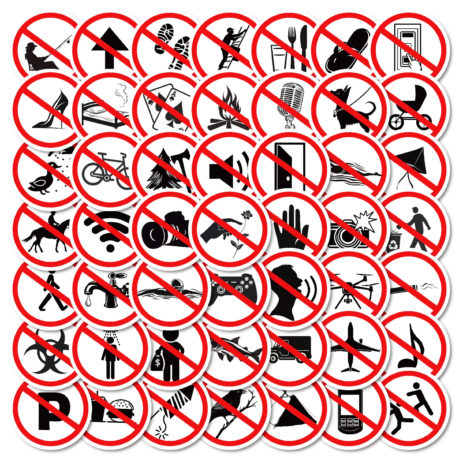 

10/50PCS Prohibited Identification Graffiti Stickers Aesthetic Funny for Water Cup Phone Computer Notebook Stationery Luggage