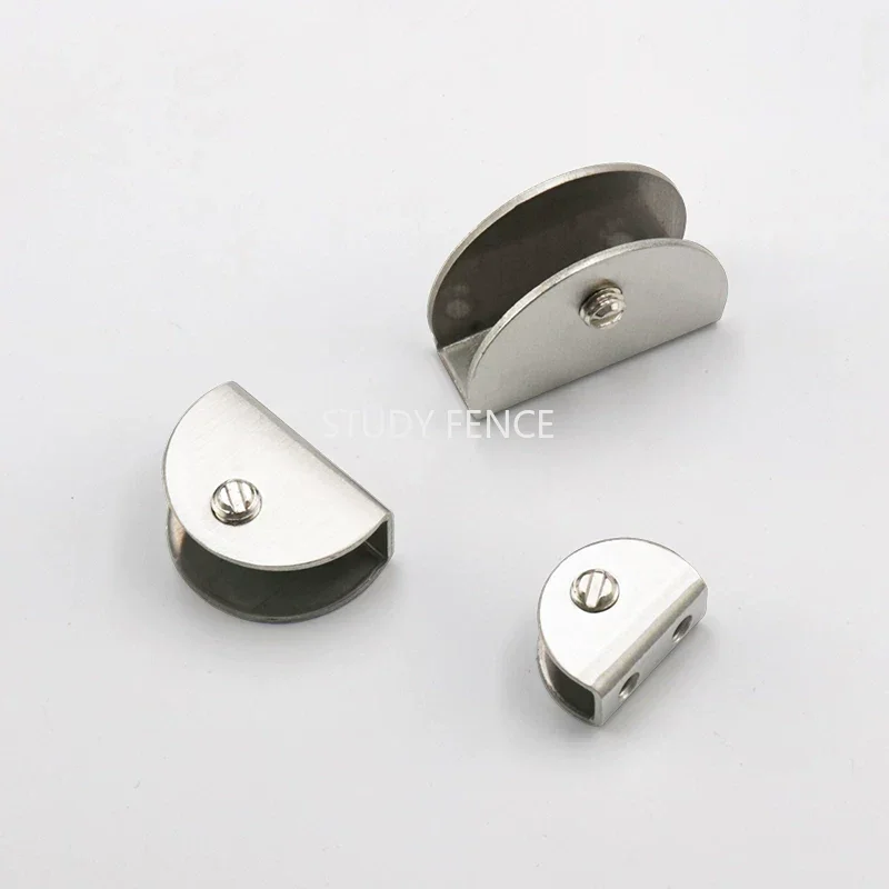 10PCS Stainless Steel Glass Clip Bracket Square/semi-circular Glass Bracket Hardware Accessories with Installation Screws