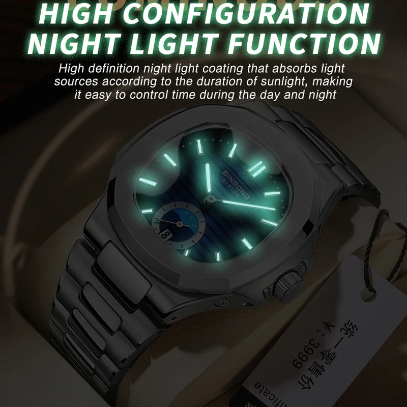 BINBOND Luxury Men Wristwatch Business Waterproof Luminous Date Man Watch Stainless Steel Men\'s Quartz Watches Relogio Masculino