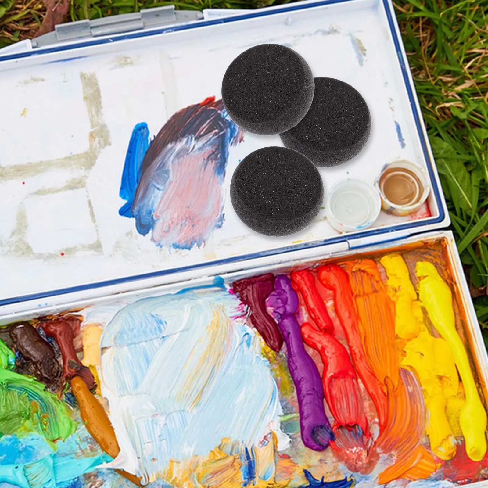3Pcs Round Painting Sponges Multipurpose Soft Absorbent for Pottery Clay Watercolor Crafts Face Painting Art Tool