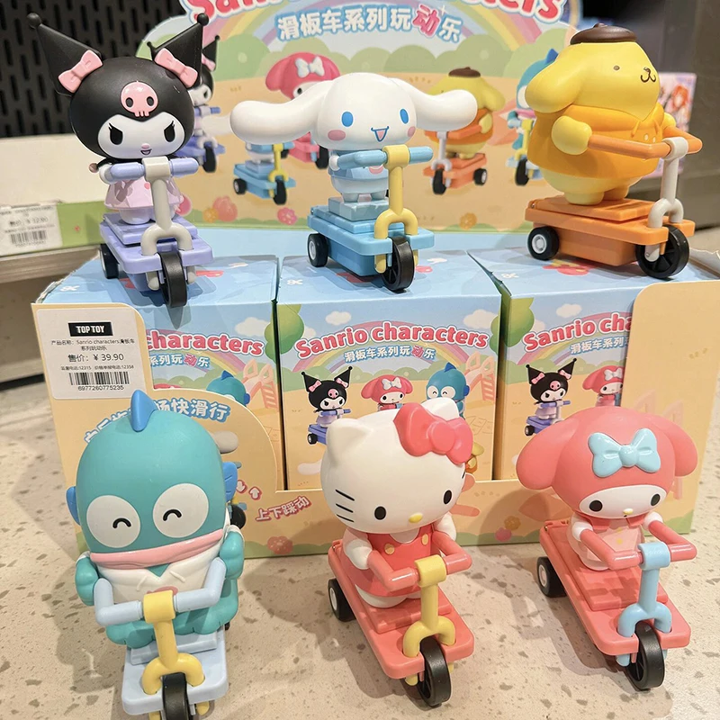 Sanurgente Scooter Series Blind Box Figure, Kuromi, Cinnamoroll, Keroppi Action Figure, Auckland, Pompon, Purin Kerokero Model Statue, Cadeau pour enfants