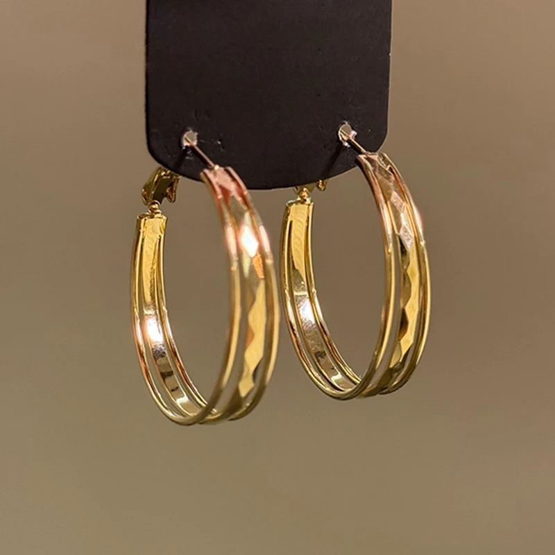 

PONYKISS Tibetan Silver Exaggerated Round Hoop Earrings for Women Classic Geometric Fashion Jewelry Minimalist Accessories