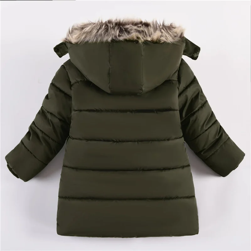 -30℃ Boys Plus Velvet Jackets Winter Padded Thick Warm Cotton Clothes Kids Parka Hooded Snowsuit Coats 4-8 Years