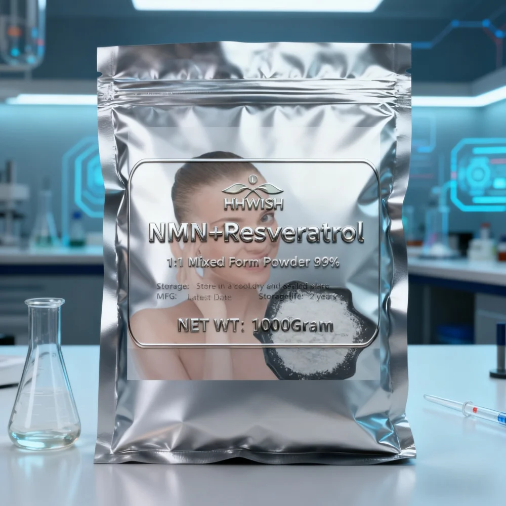 AliExpress Venta caliente de fábrica Embalaje personalizado NMN + Resveratrol 1:1 Mezcla Precio más bajo Entrega rápida global