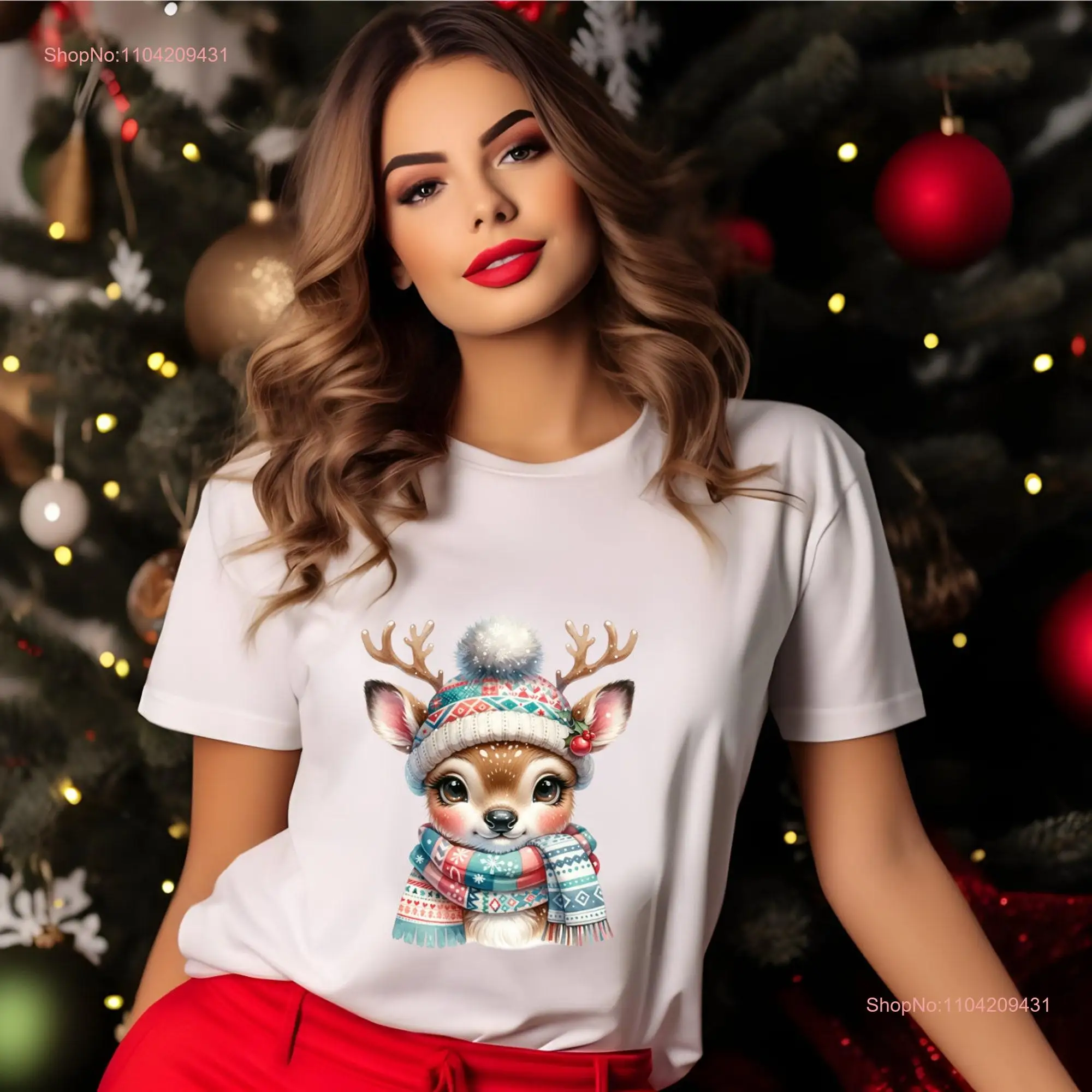 Christmas Reindeer PNG Design T shirt Sublimation Pack Deer Digital Download long or short sleeves