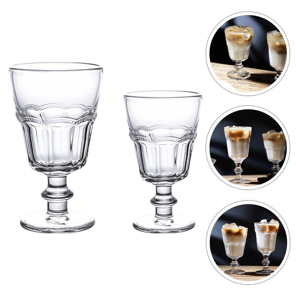 

2Pcs Glass Cups European Style Crystal Goblets High Stem Wine Coffee Dessert Glasses for Home Office Hotel Decorative Drinkware