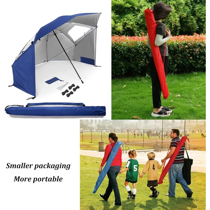 Windproof Beach Umbrella UPF 50+ With Sand Anchor & Tilt Portable Foldable Sunshade For Patio Garden Pool Backyard Lawn Outdoor image 5