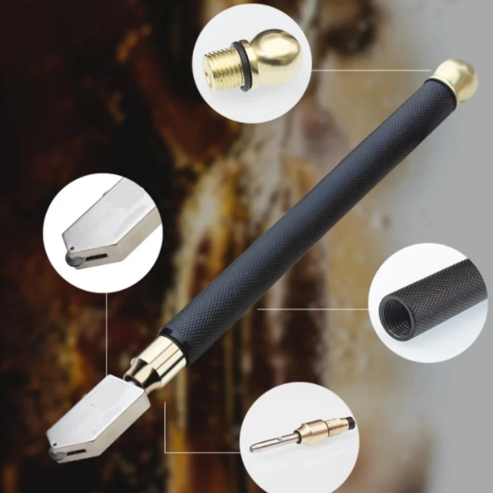 2pcs Emery Glass Cutter For Tiles Cutting Tools 6-12mm Cutter Head Pencil Style Carbide Tip DIY Glass Cutting Set Accessories