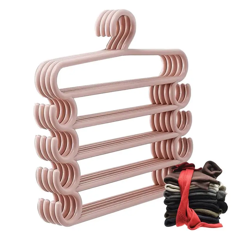 4pcs/set 5 Tiers Multi-functional Uses Rack Organizer Pants Hangers Space Saving Hangers for  Pants Clothes Scarf