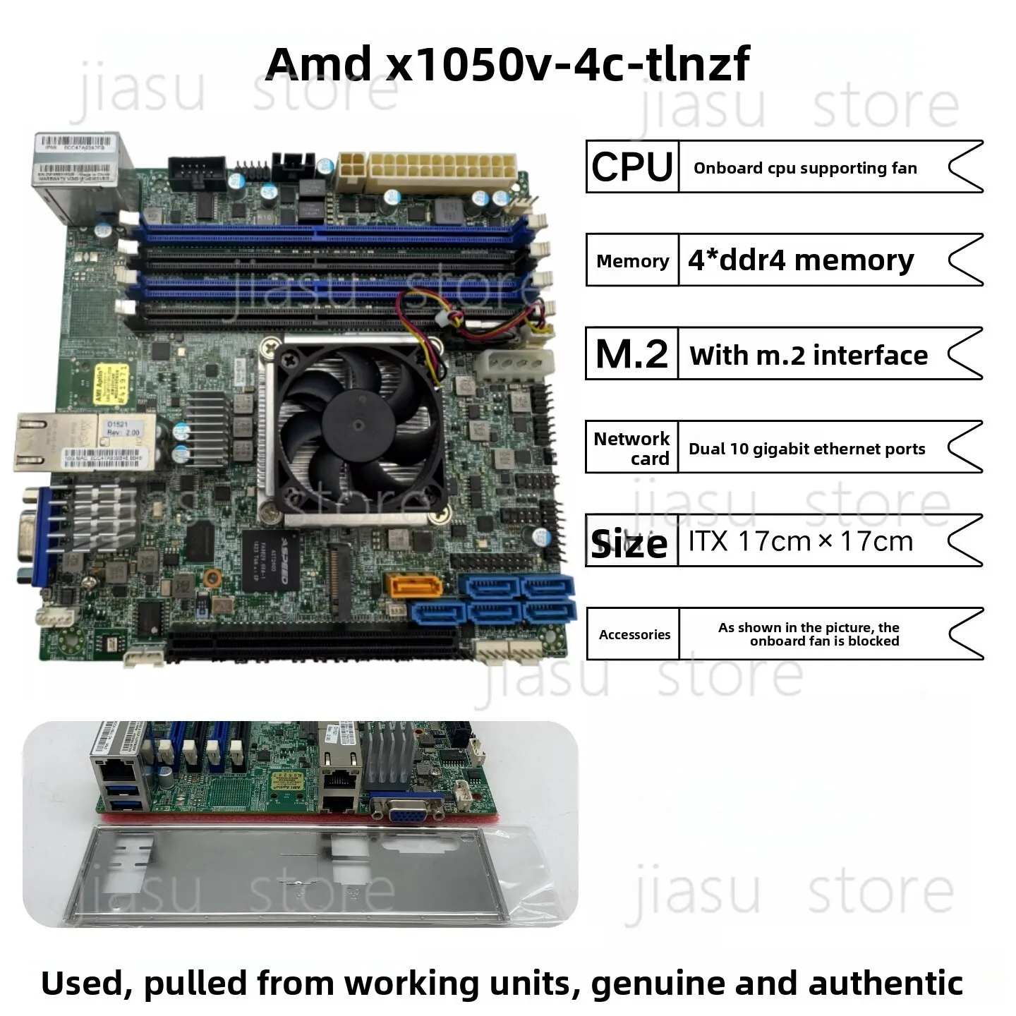 AMD X10SDV-4C-TLN2F server board NAS Synology ITX dual 10 Gigabit 1581 Flybull D1521 baffle