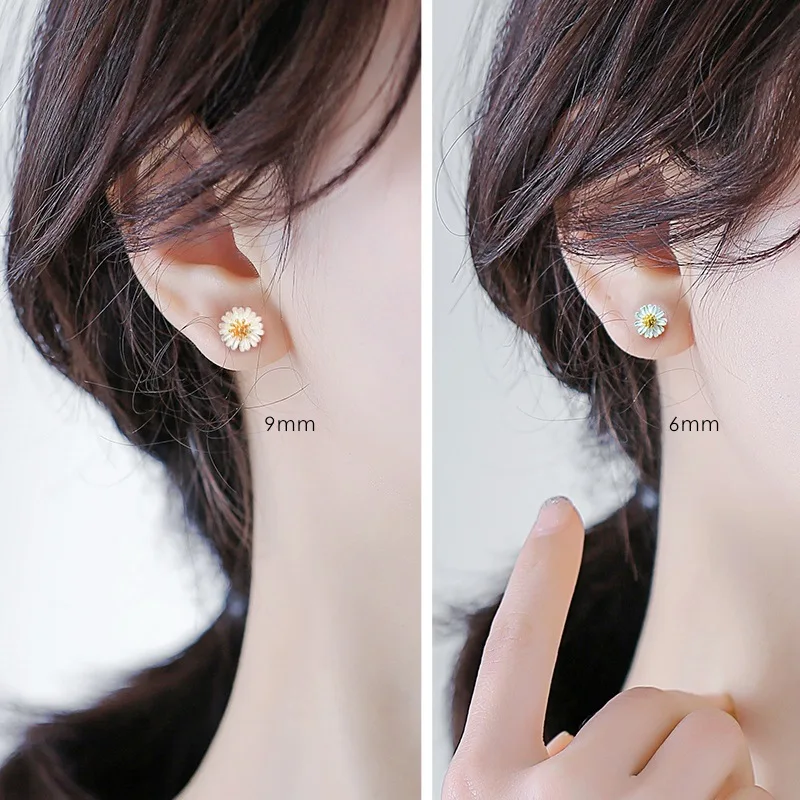 

New 925 Sterling Silver Chic Daisy Earrings, Daily Elegant Jewelry, Sweet And Delicate Accessories For Young Girls